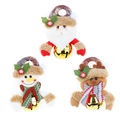 Three-piece set of Santa, Snowman and Reindeer plush Christmas tree ornaments with bells - Pack of 3