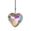 Faceted aurora crystal heart pendant with black cord for home decor and gifts - Colorful Heart