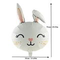 Detail view of 75cm white rabbit foil balloon showing cute cartoon face and dimensions - Rabbit Style 2 / 75x55cm