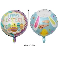 Detailed view of 18 inch Happy Easter foil balloons with bunny and chick patterns - Round Double Sided / 45cm