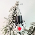Pendaglio natalizio a pupazzo di neve con palla disco a specchio e cappello nero - Pupazzo di Neve Regolare Palla 4cm