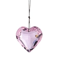Pink heart crystal pendant with faceted glass cut and thin black hanging cord - Pink Heart