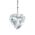 Heart shaped crystal pendant with multifaceted cut and brown cord for home decor - White Heart