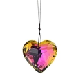 Pink and gold gradient faceted heart crystal pendant hanging on a black string - Rose Red Heart