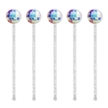 Five pack of 3cm mirror disco ball cocktail stirrers with clear acrylic bubble sticks - Iridescent PET Ball (Glitter Rod) Set