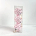 Set da 3 palline di Natale a spirale glitterate rosa e bianche in scatola trasp. - 8cm Rosa