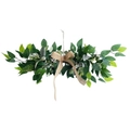 Detail of faux greenery garland featuring eucalyptus leaves and a rustic burlap bow decor - Wedding Swag Garland 60cm