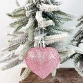 Roze glitter hart ornament met zilveren haak voor romantische feest- en trouwdecoratie - Roze Bal Glitter