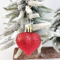 Sparkling red heart shaped Christmas ornament with glitter finish and gold hanging string - Red Ball Glitter
