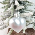 Hanging heart-shaped Christmas ornament in pearl silver finish for festive decoration - Silver Ball Matte