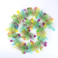 Green Easter tinsel garland with colorful translucent egg-shaped sequins for party decor - Easter Thin Stripe