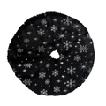 Mini black plush Christmas tree skirt with silver snowflake pattern and star prints - Black Silver (Mini Tree Skirt)