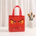 Dettaglio borsa regalo di Halloween rossa in tessuto non tessuto con stampa mostro - Diavolo Rosso
