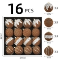 Detailed view of 6cm brown Christmas balls with silver glitter and velvet finish, 16 pcs set - 16-Piece Set / Brown