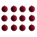 Set di 12 palline di Natale in velluto bordeaux da 8 cm con ganci dorati per albero - Borgogna Set da 12