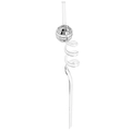 Clear spiral cocktail straw with silver mirror disco ball party decoration - Silver Style