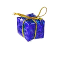 Laser purple Christmas candy box ornament with golden glitter tie for holiday tree decoration - Blue