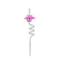 Pink cowboy hat and mirror disco ball on a clear spiral party straw for cocktails - Pink Hat Style