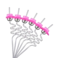 Disco ball party straws with pink cowboy hats and spiral design for festive drinks - Pink Hat Style