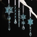 Set de 5 adornos navideños azules con copos de nieve y carámbanos en ramas blancas - Copo de Nieve Pequeño 11x4cm / Azul