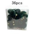 Set da 36 palline di Natale in velluto verde scuro con ganci dorati in scatola regalo - Verde Scuro