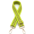 Tracolla spessa regolabile con motivo a scacchi verde neon e ganci in metallo dorato - Chiusura in Argento / No. 22 Verde Chiaro
