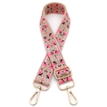 Tracolla jacquard in stile etnico con ganci e fibbia in metallo dorato regolabile - Chiusura in Argento / Rosa