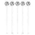 Set de 5 agitadores de cóctel de bola disco con varillas de acrílico brillantes - Juego de Bola de Espejo (Vara de Purpurina)