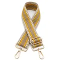Dettaglio tracolla intrecciata larga 5cm con pois gialli e ganci in metallo dorato - Motivo a Pois (Fibbia in Argento) / Giallo Cachi