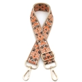 Adjustable bohemian ethnic style bag strap with orange geometric floral patterns - Orange