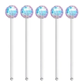 Set of 5 iridescent disco ball cocktail stir sticks with transparent acrylic stems - Iridescent PET Ball (Clear Rod) Set