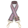 Ethnic style embroidered jacquard bag strap with grey pink geometric patterns - Silver Clasp / No.8 Gray Orange Pink