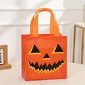 Sacchetto regalo di Halloween in tessuto non tessuto arancione con stampa zucca nera - Stile Zucca Arancione 2