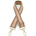 Ethnic style embroidered jacquard bag strap with geometric patterns and golden metal hooks - Silver Clasp / No.6 Beige Brown Orange