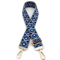 Detail of adjustable geometric diamond weave strap with gold metal lobster clasps - No.10 Blue Sky Blue