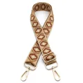 Detail of vintage geometric diamond pattern replacement strap with gold metal lobster clasps - No. 1 Khaki Edge Brown