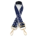 Adjustable woven navy shoulder strap with LOVE TO FLY text and golden metal hooks - Blue Letter - Silver Buckle