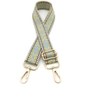 Detail of ethnic jacquard purse strap with geometric patterns and light gold hooks - Silver Clasp / No.2 Beige Light Blue