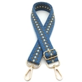 Dettaglio della tracolla intrecciata spessa con pois blu e fibbie in metallo dorato - Chiusura in Argento / No. 12 Blu Lago