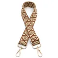 Adjustable jacquard bag strap with geometric diamond pattern and gold-tone metal clips - No. 8 Brown Khaki