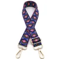 Adjustable woven strap with geometric diamond pattern and gold metal hooks, style No. 21 - No.21 Royal Blue Gray Coffee