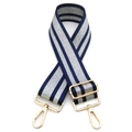 Bandoulière de sac réglable tissée bleu marine et argent de style ethnique chic - Fermoir en Argent / No 2 Bleu