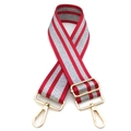 Bandoulière large réglable pour sac style ethnique avec sangle tissée rouge et argentée - Fermoir en Argent / N°3 Rouge Vin