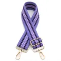 Dettaglio della tracolla tessuta viola a pois da 5cm con componenti metallici dorati - Geometria a Pois (Fibbia in Argento) / Viola Taro