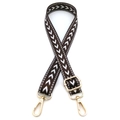Detail view of adjustable dark brown crossbody bag strap with white arrow pattern - No. 9 Coffee