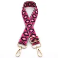 Detail of adjustable magenta bohemian woven bag strap with golden metal swivel hooks - No.26 Rose Pink Blue