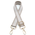 Adjustable woven shoulder strap for bags with beige herringbone pattern and gold buckles - Khaki