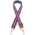 Détail de la bandoulière réglable avec motif flèche blanche et crochets dorés - Fermoir en Argent / N°2 Violet
