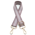 Close-up of adjustable woven shoulder strap in grey-purple with gold metal lobster clasps - Flesh Pink