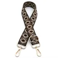 Detail of adjustable geometric diamond pattern bag strap with gold metal hardware - No. 24 Dark Khaki Grey